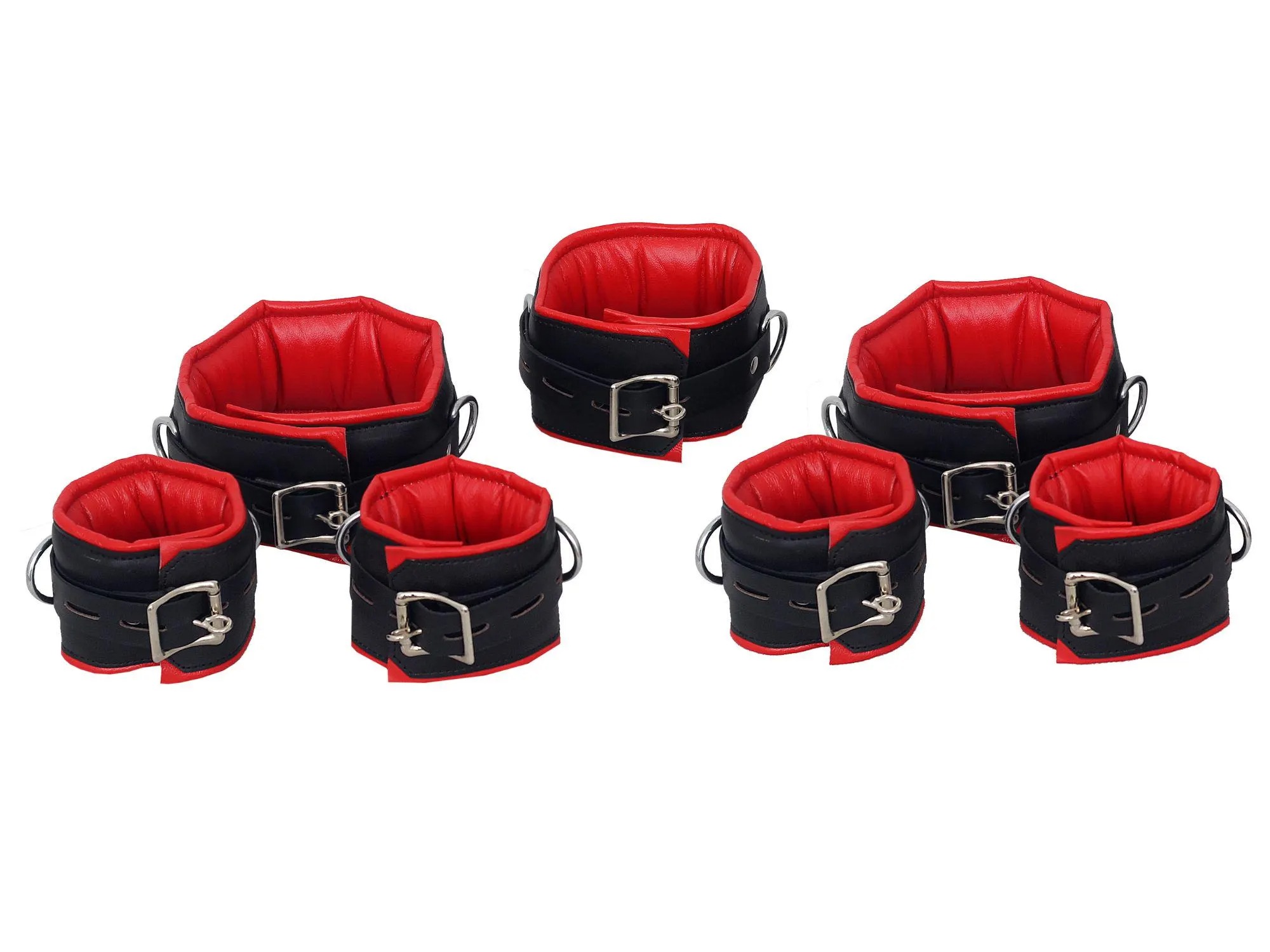 7 pcs Leather Bondage Cuffs Set, Ankle, wrist, Thigh and Neck Restraints set (Copy) — photo 1