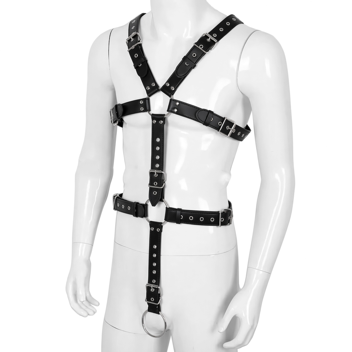 Full Body Men's Leather Harness with Cock Ring