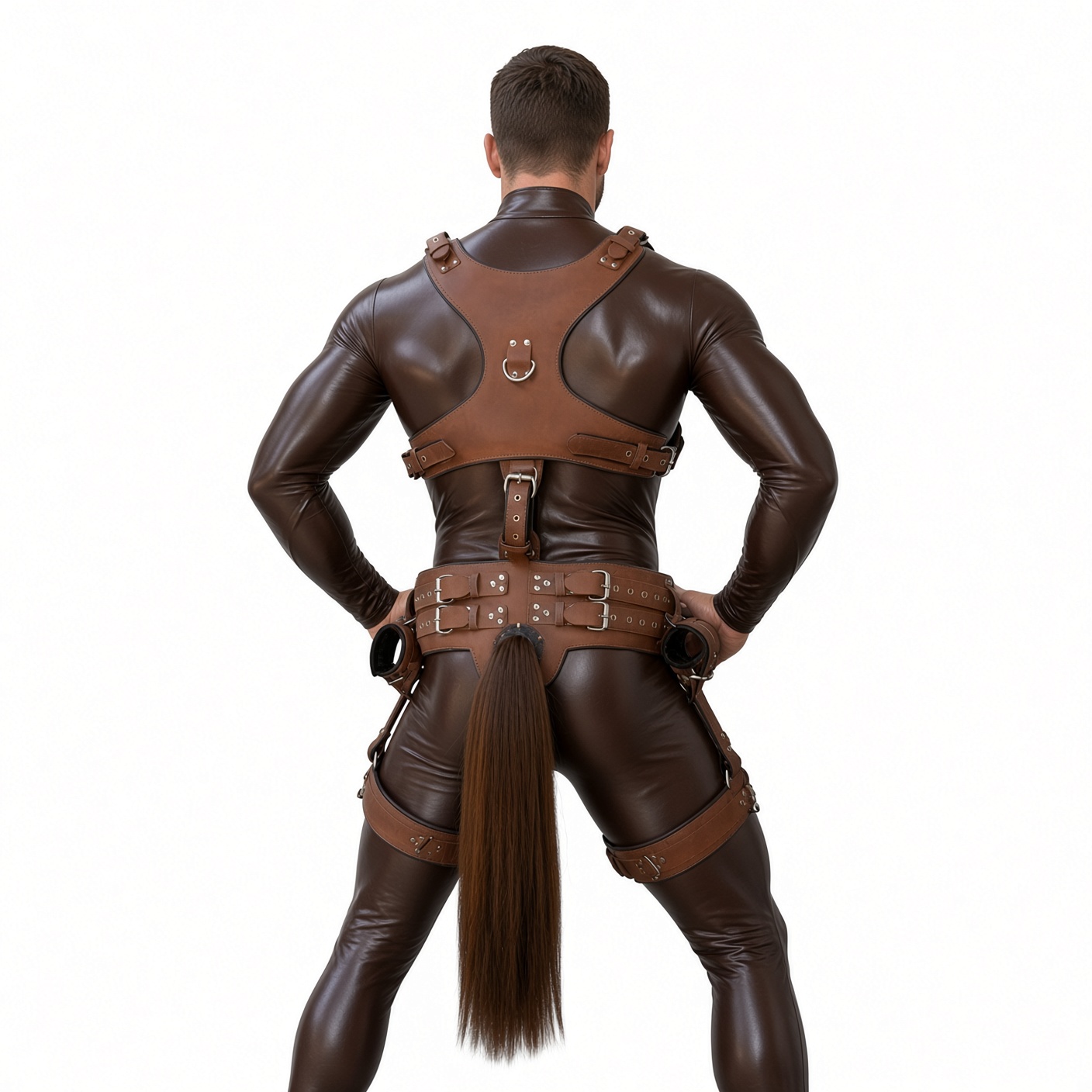 Leather pony play harness