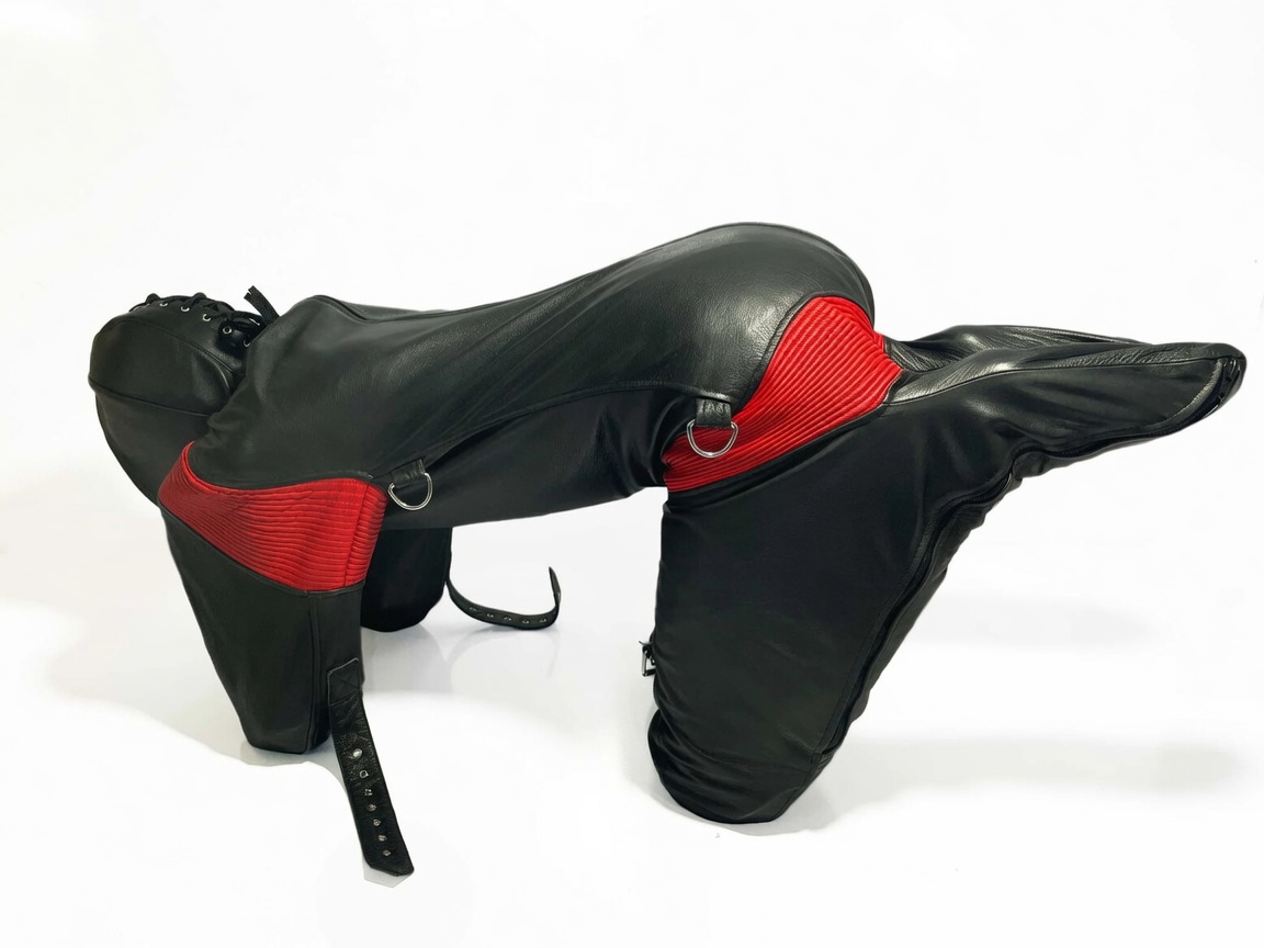 Leather Crawler Suit Pet Restraint Gear Gimpsuit