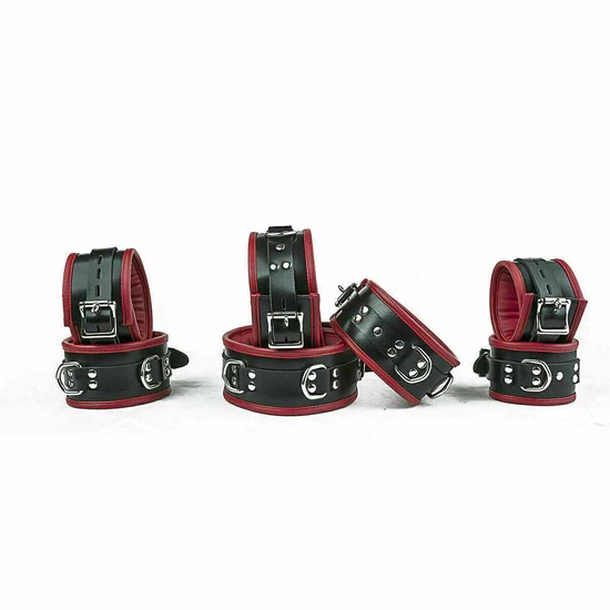 7 Pieces Genuine Leather Bondage Restraint Set