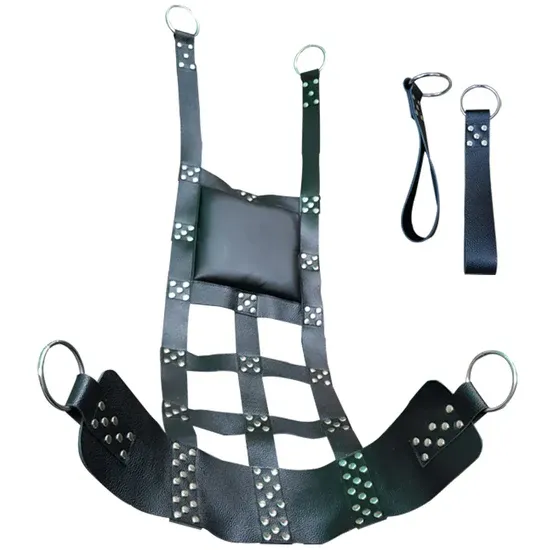 Genuine Leather Heavy Duty Sex Swing Sling With Leg Supports — photo 1