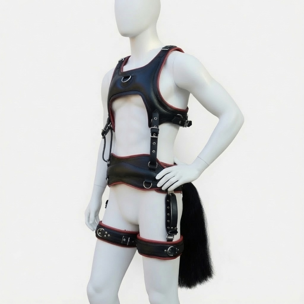Leather Pony Play Harness — photo 1