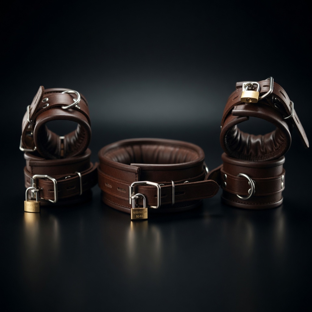 5 Pcs Genuine Leather Restraint Cuffs Set — photo 1
