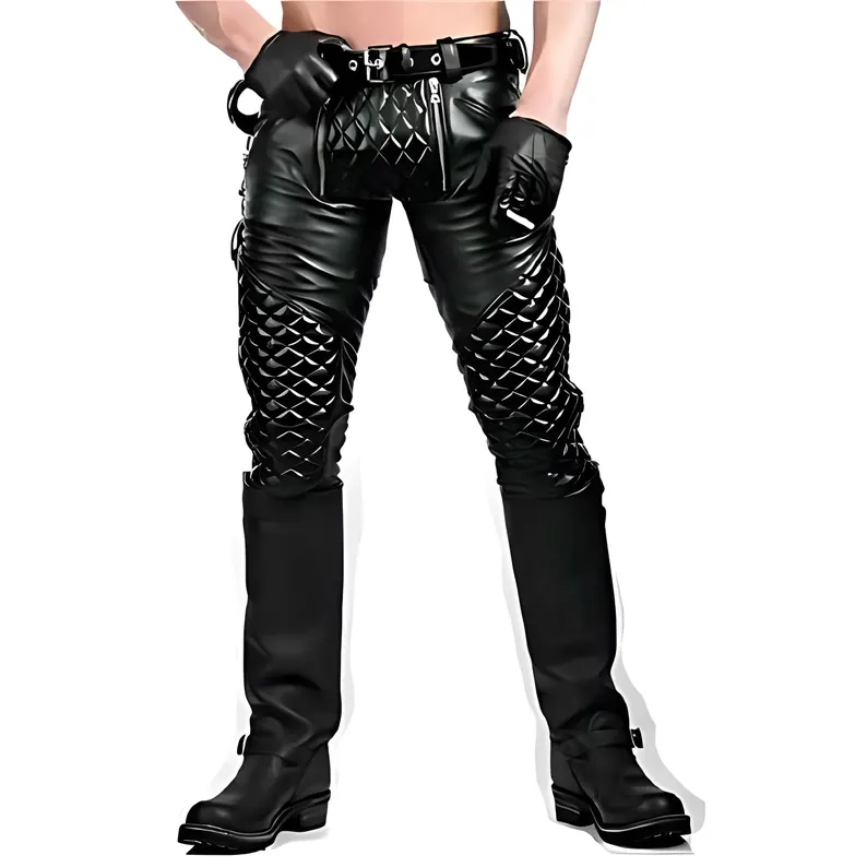 REAL LEATHER BIKER GAY PANTS — photo 1