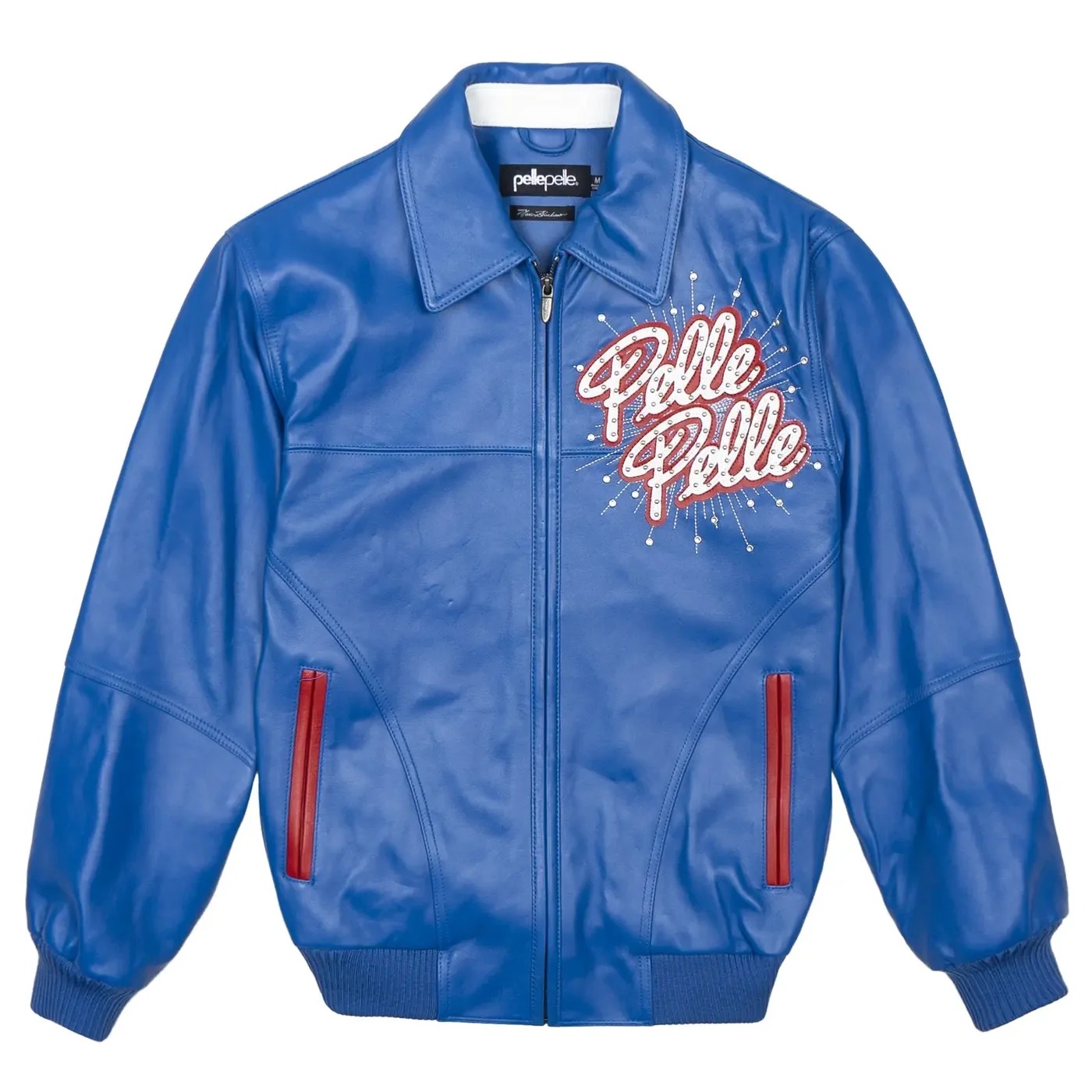 Men’s Blue Premium Cowhide Leather Jacket – Designer Outerwear — photo 1